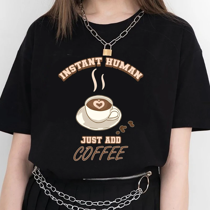 

Love Coffee Streetwear Creativity Letter Graphic Tee Women Summer Breathable Casual O-neck T-shirt Vintage Korean Female Tops