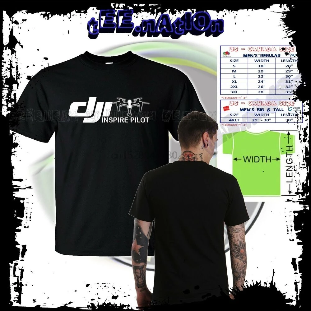 DJI INSPIRE PILOT logo quadcopter drone pilot technindustry новая футболка S 4XLT|Мужские футболки| |