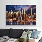 Плакаты в стиле здания Нью-Йорка, Манхэттена, закат, облако, настенные картины, картина на стену для гостиной, домашний декор, без рамки