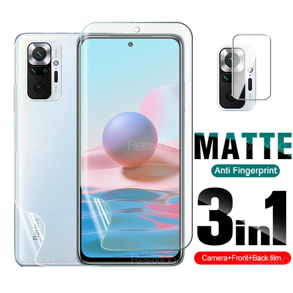 

3 IN 1 Matte Hydrogel Film Full Coverage Protection On For Xiaomi Redmi Note 10 10S Pro Max 4G Screen Protector Protective Film