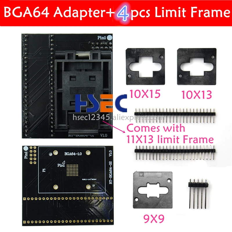 Полный комплект оригинальный новый адаптер BGA64 EMMC + 4 шт. рамка ограничителя 11x13 10x15