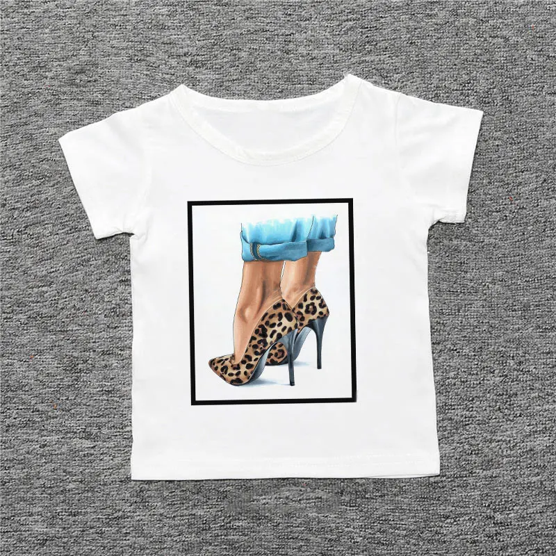 

New Summer Fun Leopard Print Girl T-shirt Harajuku Korean Design Sexy Printing Fun Boy Top Crew Neck Casual Fashion Kids Shirt