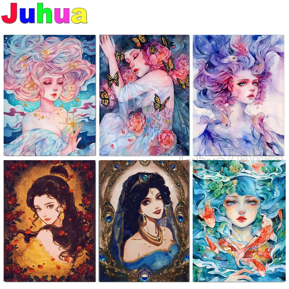 

Алмазная вышивка 5D "сделай сам" с изображением принцессы, квадратная/круглая алмазная живопись, мозаика, вышивка крестиком, украшение для до...