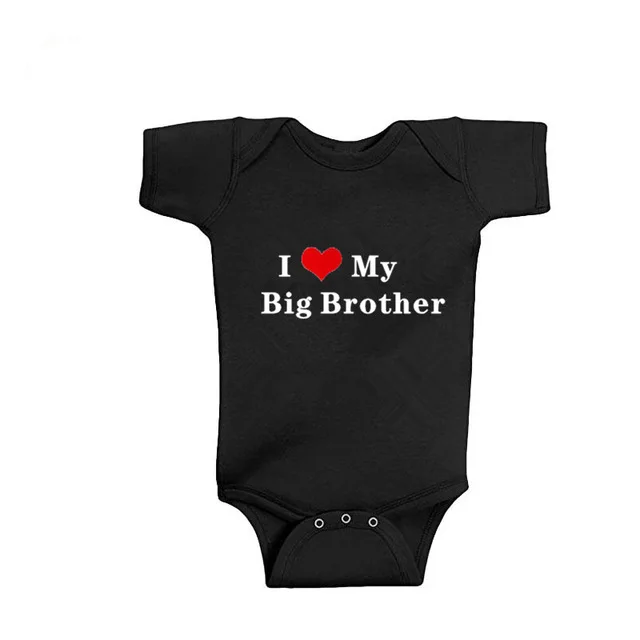 Brother-Black 4 цвета, забавные детские комбинезоны с надписью «I LOVE MY SISTER», Одежда для новорожденных, хлопковый комбинезон для маленьких девочек и мальчиков 0-24 месяцев, детский комбинезон - Цвет: Brother-Black