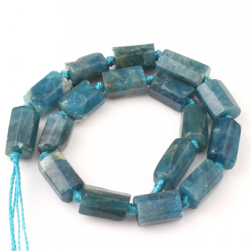 6*9mm Natural Faceted Blue Apatite Stone Beads Cylinder Loose Spacer For DIY Jewelry Making Bracelet Accessories 7.5'' | Украшения