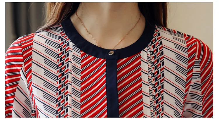 

Fashion 2019 Long Sleeve women Chiffon Blouse Shirt Striped Woman Blouses causl Women Tops vintage Feminine clothes 1141 40