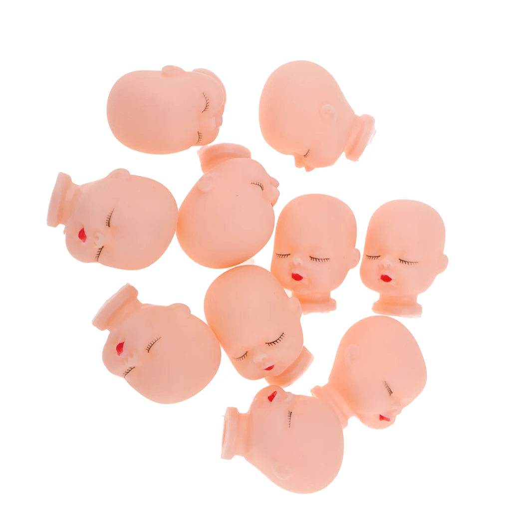 

10 Pieces Red Lips Sleeping Doll Heads Sculpt For Mini Keychain Toy DIY Custom Body Parts