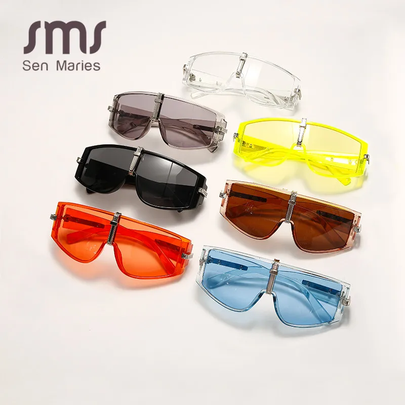 Солнцезащитные очки унисекс винтажные в крупной оправе с прозрачными линзами UV400