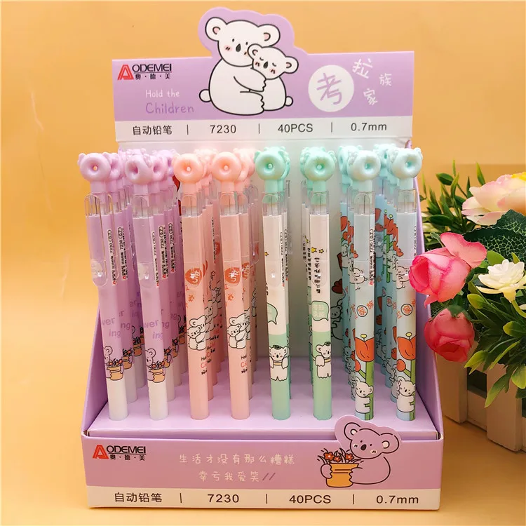 

40 pcs/lot Kawaii Donuts Koala Mechanical Pencil Cute Student Automatic Pen For Kid School Office Supply Promotional gifts