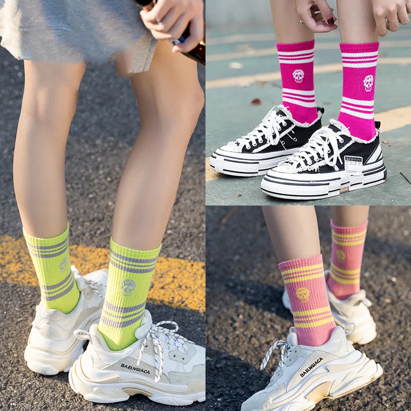 Носки мужские осень зима новые INS Стиль уличной съемки полосатые носки с принтом