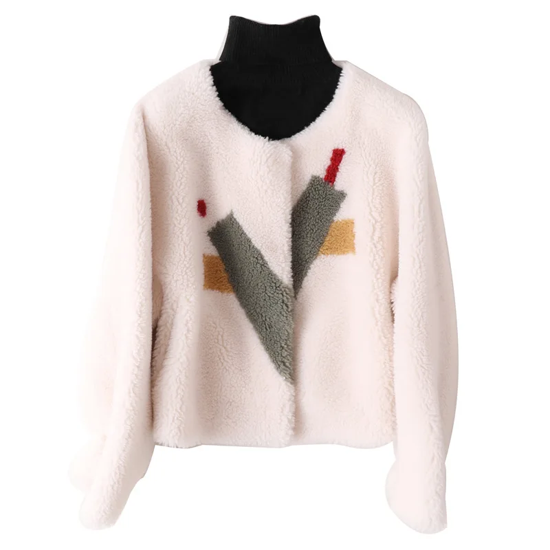 Пальто из овечьей шерсти женская верхняя одежда осенне-зимняя Свободная куртка с