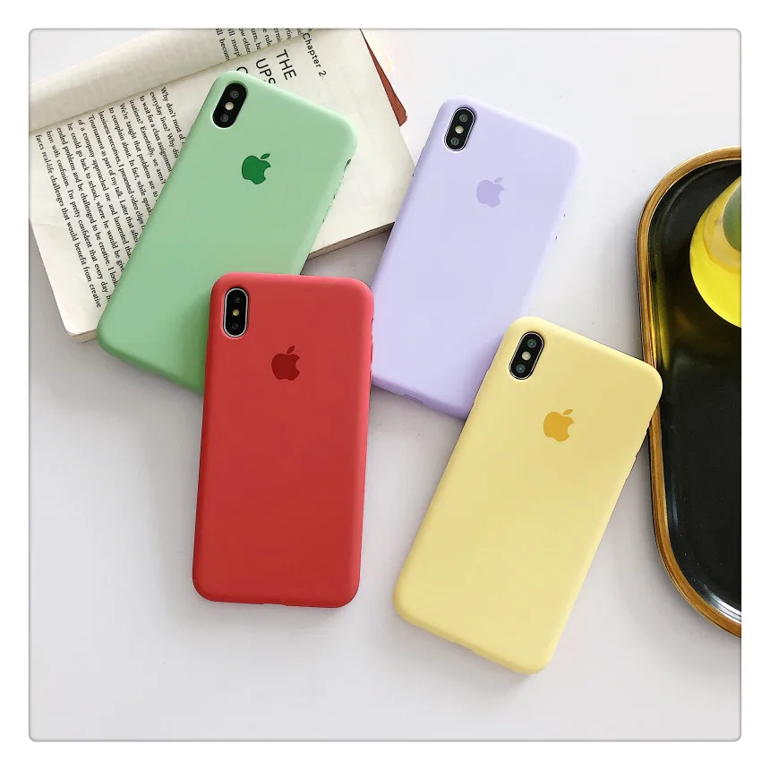 Жидкий силиконовый чехол для телефона iPhone 6S 7 8Plus X XR XS Max i11 Pro max мягкий карамельный