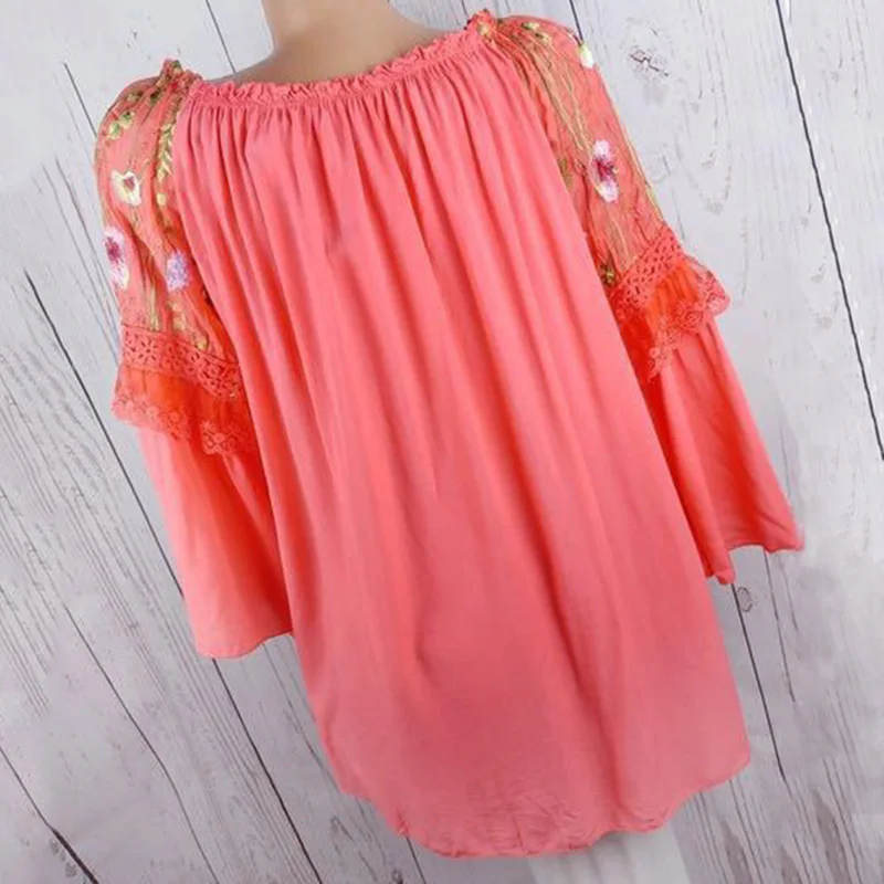 Women Long Sleeves Shirts Embroidery Loose Casual Blouse Tops for Summer JS24 |