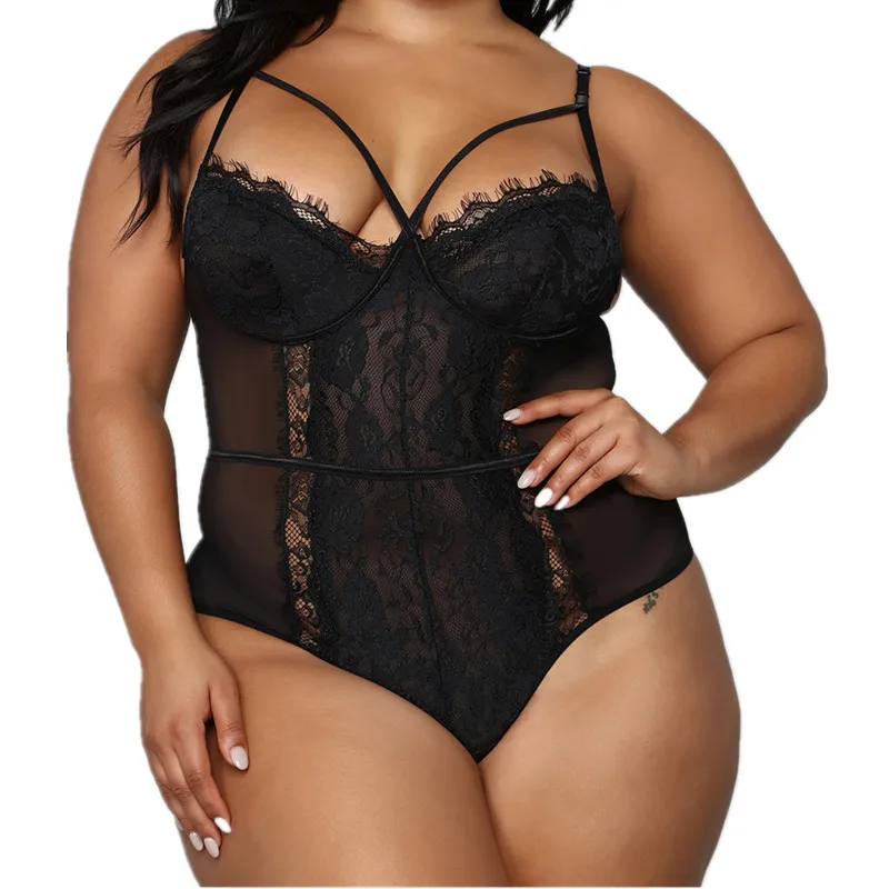 Black bodysuit Comeonlover, кружевной комбинезон, сшитый, размера плюс, Женское боди, Mujer, с вырезами, прозрачный, Цветочный, сексуальный, без рукавов, RI80875 - Цвет: Black bodysuit