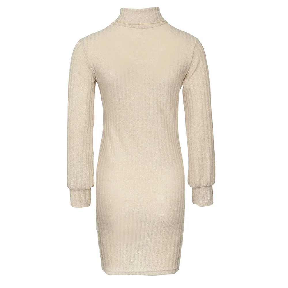 Водолазка, длинный свитер, Женский Повседневный джемпер с длинным рукавом, Однотонный свитер, платье, Женская Клубная одежда, большой размер, пуловер, топ, 6 цветов