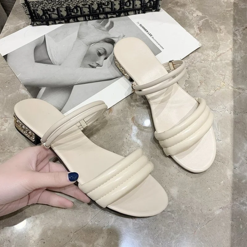 

New style plus size fashion women's sandals without straps, one-line women's slippers, Korean-style one-word two-wear shoes