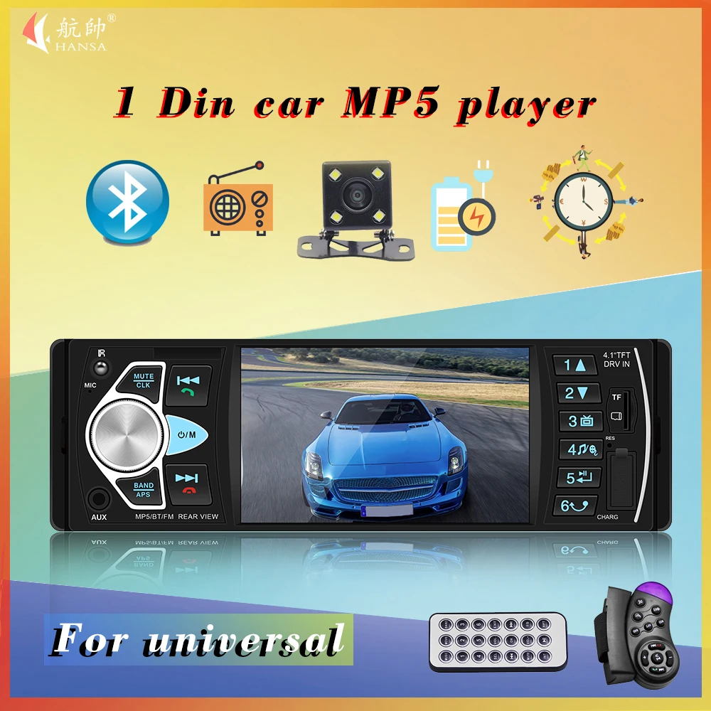 Автомобильный Мультимедийный MP3-плеер 4 1 дюйма с Bluetooth FM-радио din USB TF поддержкой