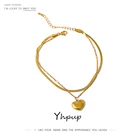 Модный многослойный анклет Yhpup с сердцем для женщин, ножная цепочка из нержавеющей стали, 18 К, летние ювелирные изделия, ножная Песочная пляжные браслеты на ногу