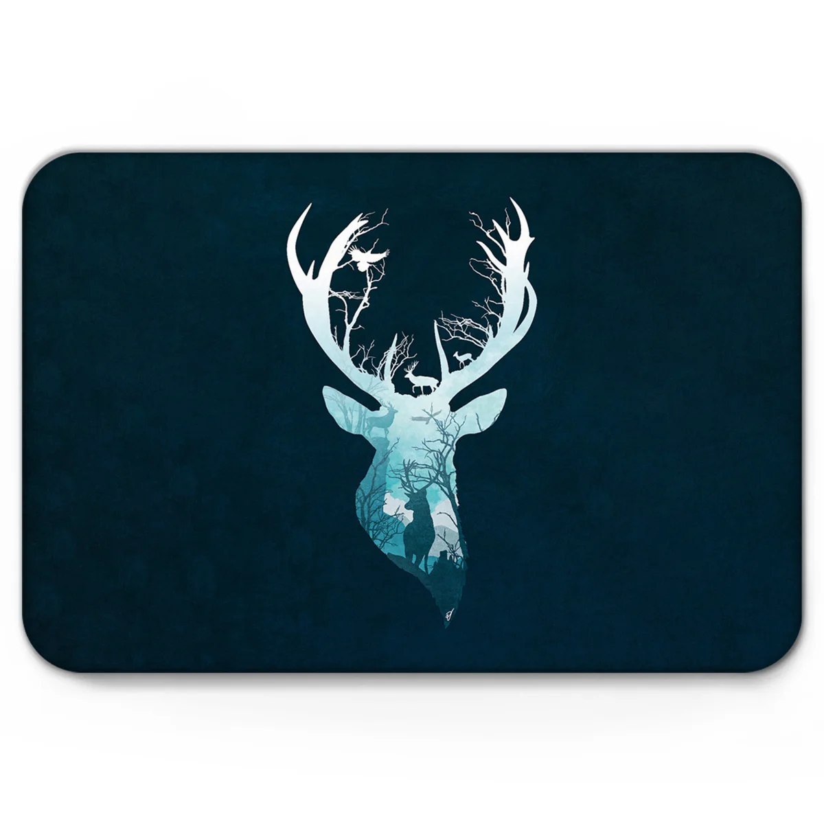 Двойной экспозиционный стиль Олень и дерево коврик напольный передняя дверь