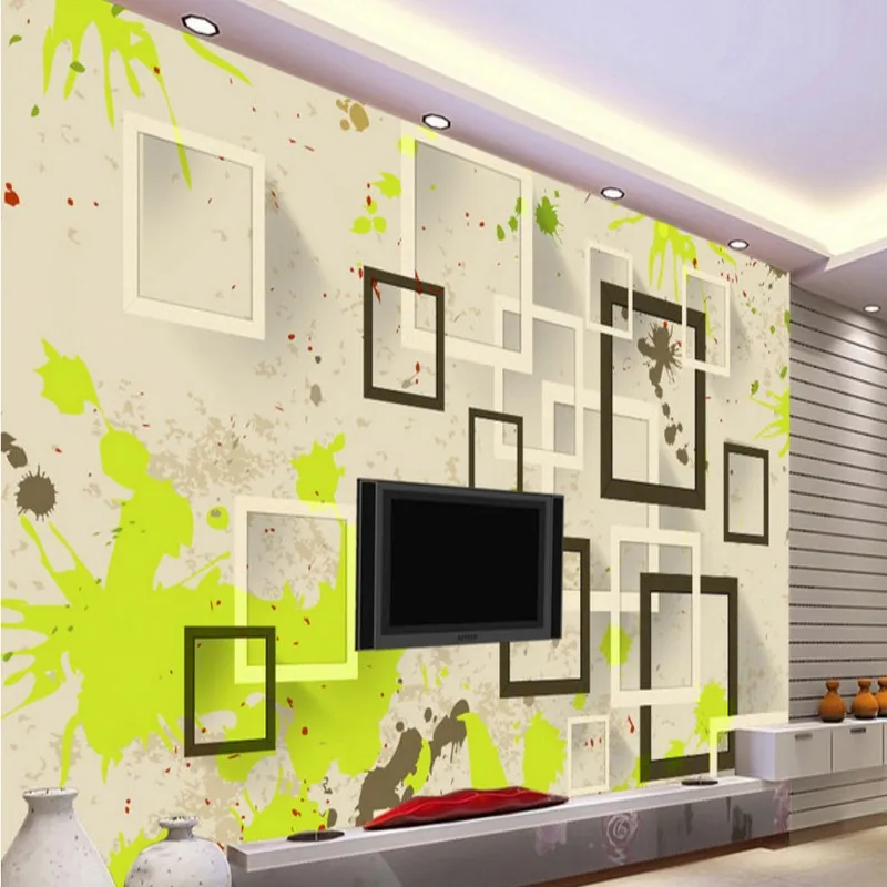 

Dropship Custom Mural Retro Color Ink Box 3D Living Room Wallpaper TV Backdrop Decoration Wallpaper Custom Mural 3d Wallpaper
