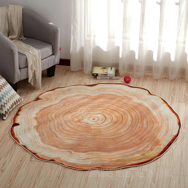 Круглый деревянный коврик с кольцами cilect деревянная текстура для гостиной