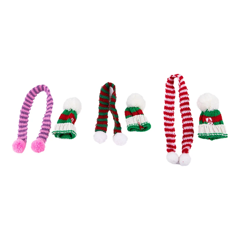 

1 набор, шапка и шарф для кукол на тему Рождества, шапка ручной работы, модный Рождественский подарок, аксессуары для кукол