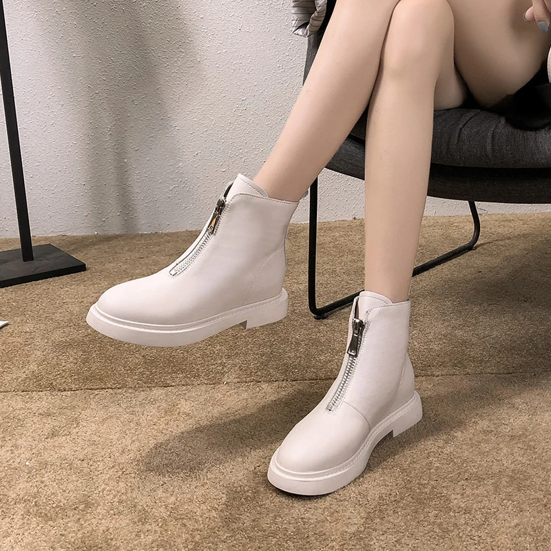 

Женские ботинки на молнии, с круглым носком, зимняя обувь, ботинки на низком каблуке, резиновые, до середины икры, 2020