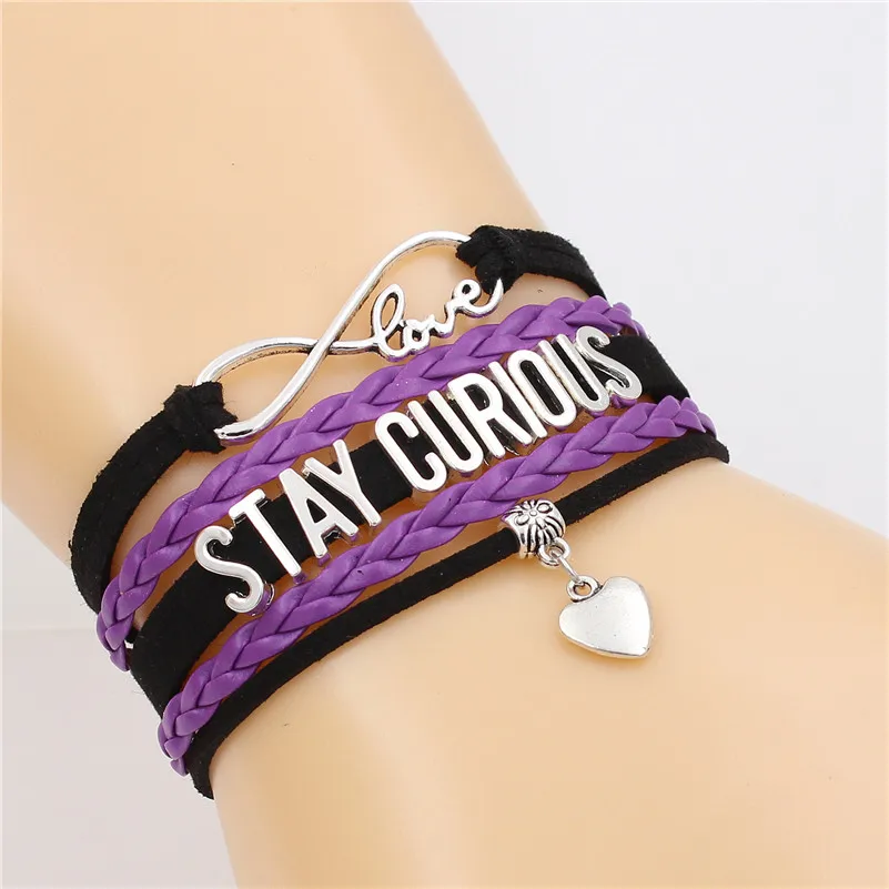 STAY CURIOUS Infinity Love Cute Heart Charm Multi-layer Bracelet Handmade Leather Bracelets PUNK Jewelry for Men&ampWomen | Украшения и