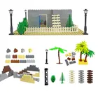 Строительные блоки, военное оружие, зеленый куст, цветок, трава, дерево, игрушечные лестницы, столб, городская стена, совместимы со всеми брендами