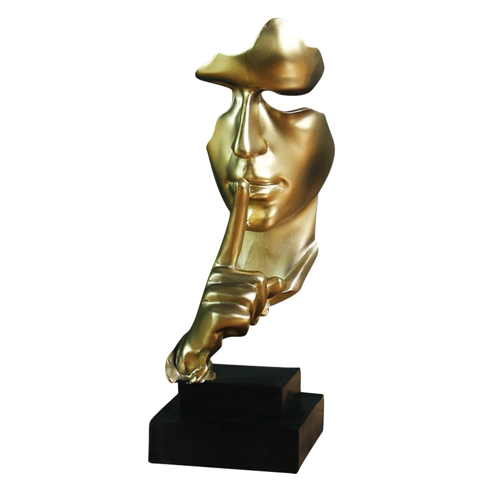 

Silence Is Golden Desk Sculpture Creative Thinker Statue Abstract Statue Suitable For Office, Bedroom, Living Room Decoration