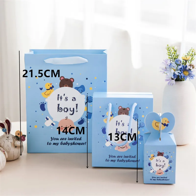 25pcs Baby Shower Cartoon Birth Gift Bag Paper Dragee Boxes Baptism Birthday First Communion Christening Wedding Decor | Дом и сад