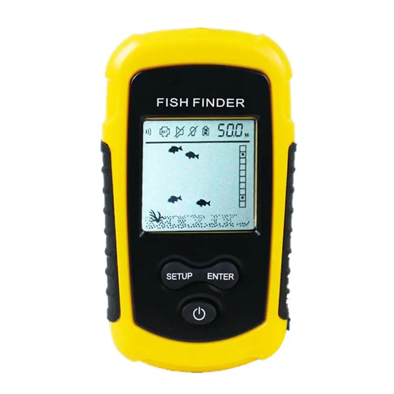 

FF1108-1 Portable Sonar Alarm Fish Finder Echo Sounder 0.7-100M Transducer Sensor Depth Finder #B3 Yellow