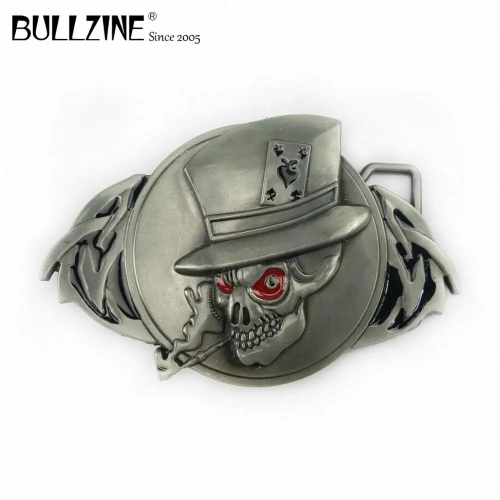 В Bullzine череп пряжки ремня с оловянной отделкой FP-03459 длительное хранение | Дом и