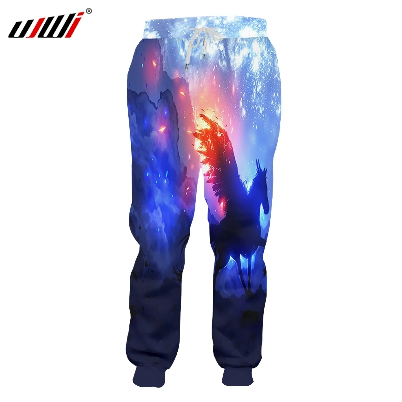 

Спортивные штаны UJWI для мужчин и женщин, повседневные спортивные джоггеры с 3D принтом радуги звездной лошади, унисекс