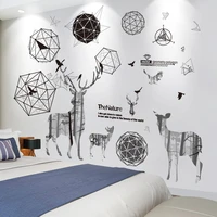 forest deer animal wall stickers diy geometric patterns wall decals for kids bedroom living room home decoration accessories