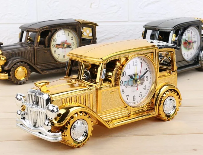

Funny Car Multi-function Desk Pen Holder Alarm Clock Classical Vintage Car Alarm Clock Gift Pen Holder for Students Supplies