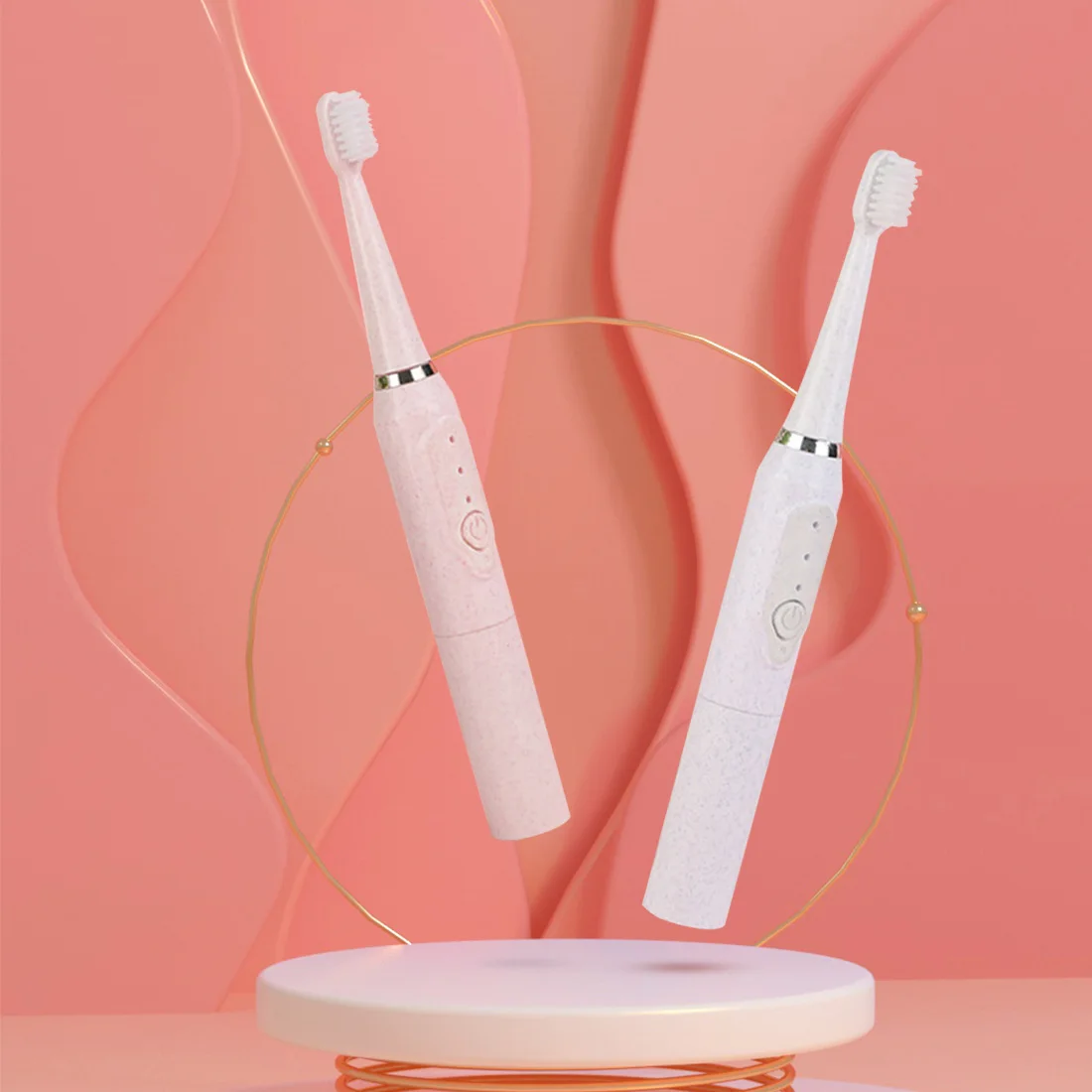 

Sonic Electric Toothbrush Couple Toothbrush Adult IPX7 Waterproof 3 Replacement Brush Head Automatic Tooth Brush Battery Powered