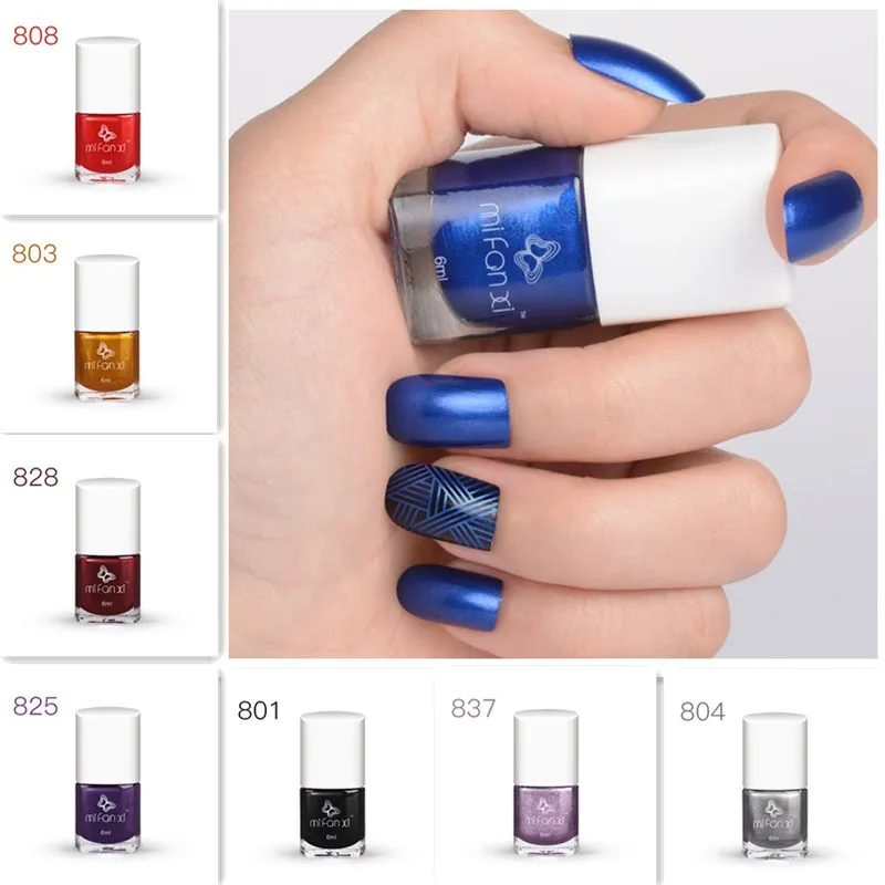 

MiFanXi Black White Nail Stamping Polish Varnish Gold Silver Nail Art Plate Stamp Oil White Night Stamping Series