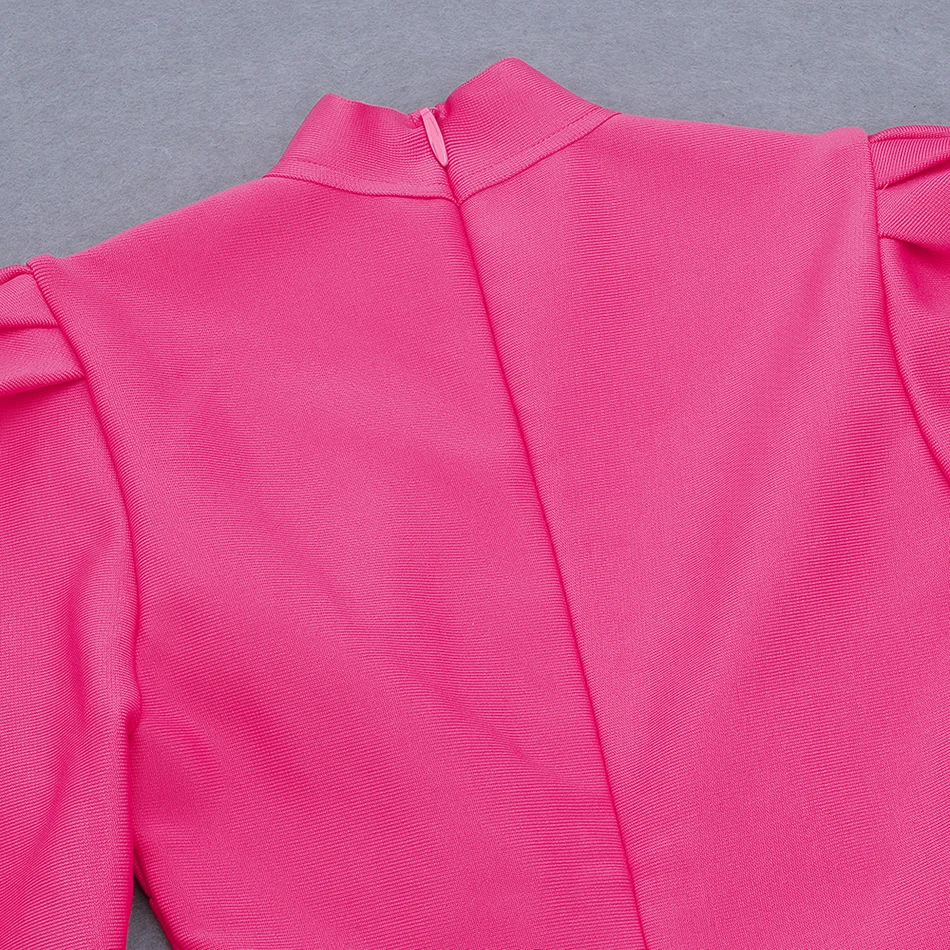Festa de Noite Primavera Nova Rosa Vermelha Bandagem Vestido Sexy Bodycon Manga Longa Alta Pescoço Clube Celebridade Mini Vestidos 2021 8 High Quality Moda Feminina