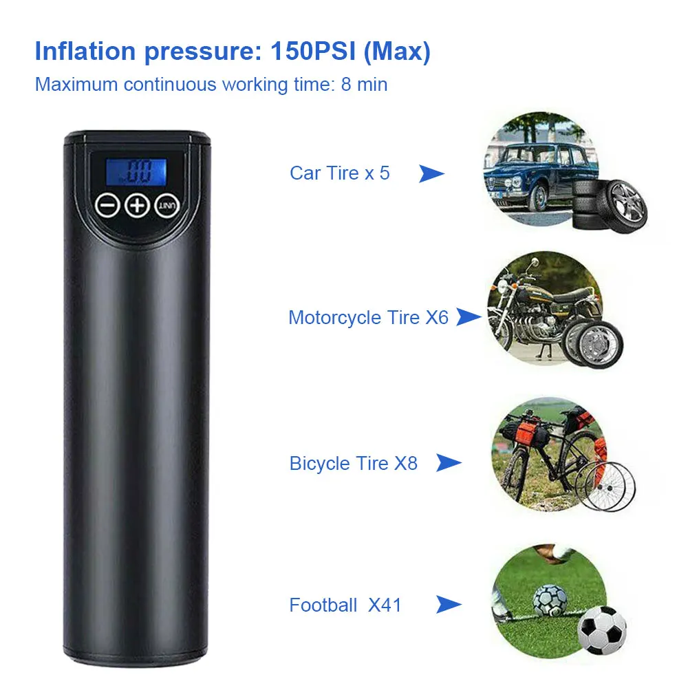 vender Compressor De Ar Elétrico Portátil Inflator Tela Lcd Pneu Bomba Pressão Dos Pneus Do Carro Mtb Bicicleta Usb Recarregável