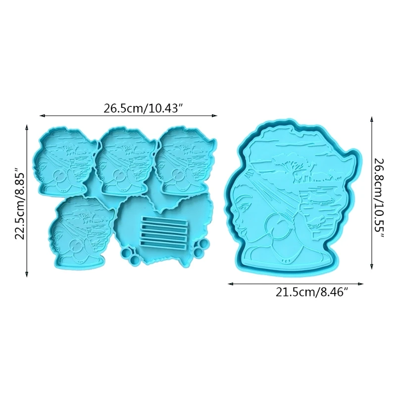 

2 Pcs Afro Female Rolling Tray Epoxy Resin Mold African Goddess Fruit Plate Silicone Mould DIY Crafts Jewelry Tool