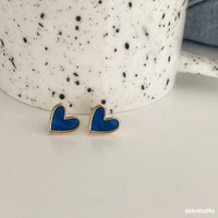 xiyanike small blue heart stud earrings geometric alloy ear accessories 2021 for women girls fashion party jewelry gift brincos