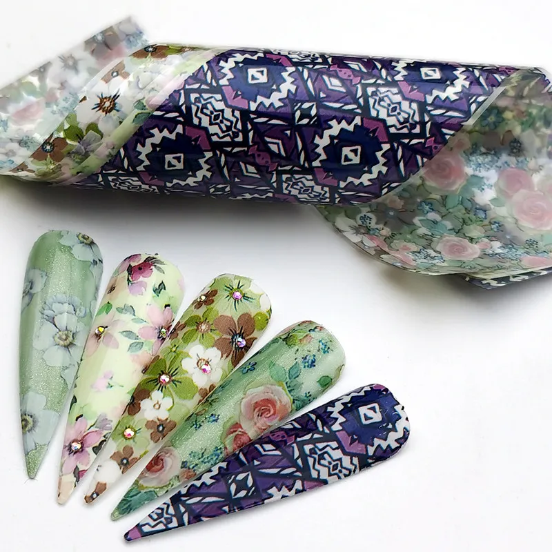 5 шт красочные цветы наклейки/Винтажные элементы на пленка для ногтей Передача