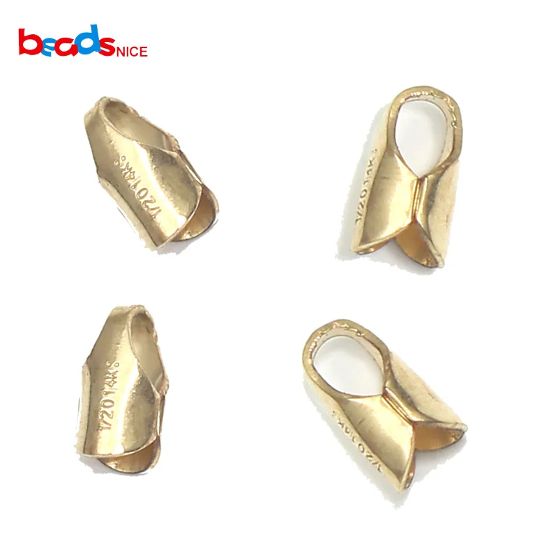 

Beadsnice ID39988smt2 Gold Filled Jewelry Finding Crimp Ends Clamps Tips Bead Cap for Bracelet Making Supply