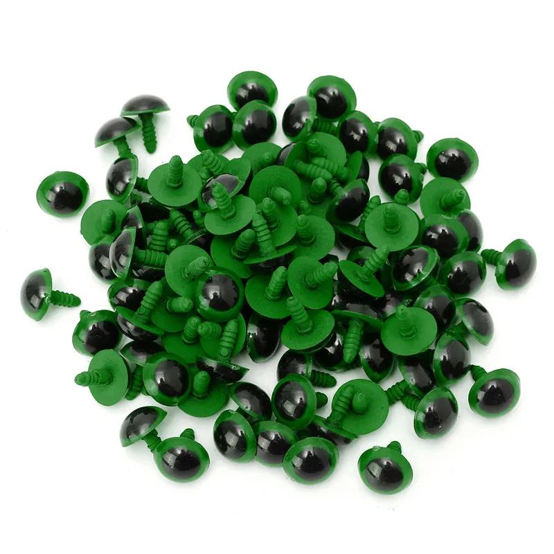 Green JIMITU 100 шт цветные 14 мм пластиковые безопасные DIY куклы игрушки глаза для животных Куклы Ремесла плюшевый медведь, куклы аксессуары с шайбами - Цвет: Green