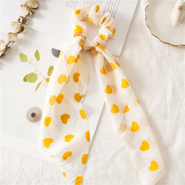 Милый женский корейский головной платок с рисунком сердца ленты для волос фуляр