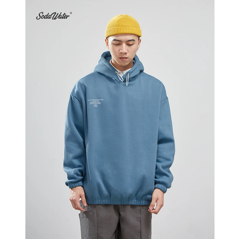Мужские флисовые толстовки SODAWATER Повседневный пуловер в стиле хип-хоп модная