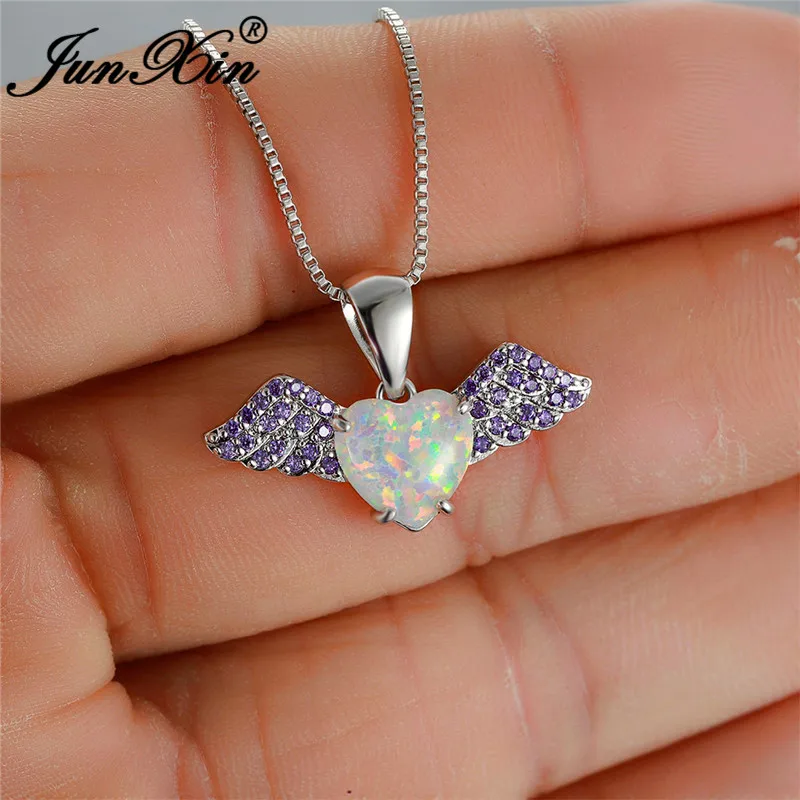 Милый ангел крылья кулон в форме сердца Подвеска для женщин серебряная Цвет