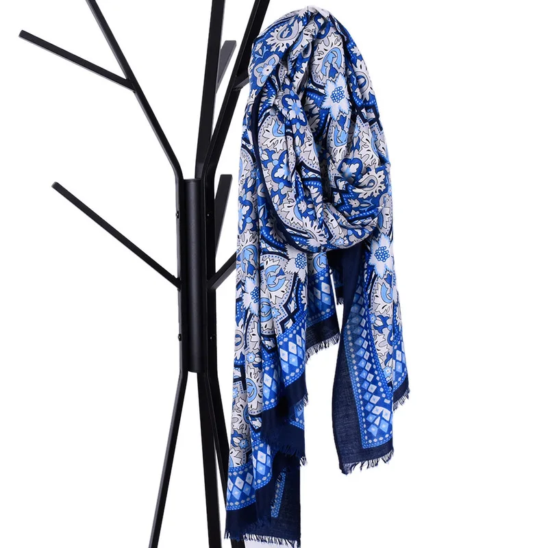 Трансграничные НОВЫЕ геометрические повесить шарф женский Национальный Синий