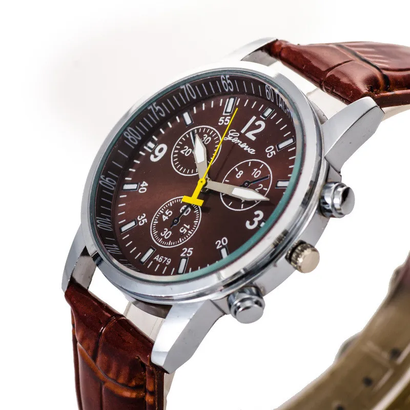 Мужские часы из искусственной крокодиловой кожи аналоговые кварцевые наручные